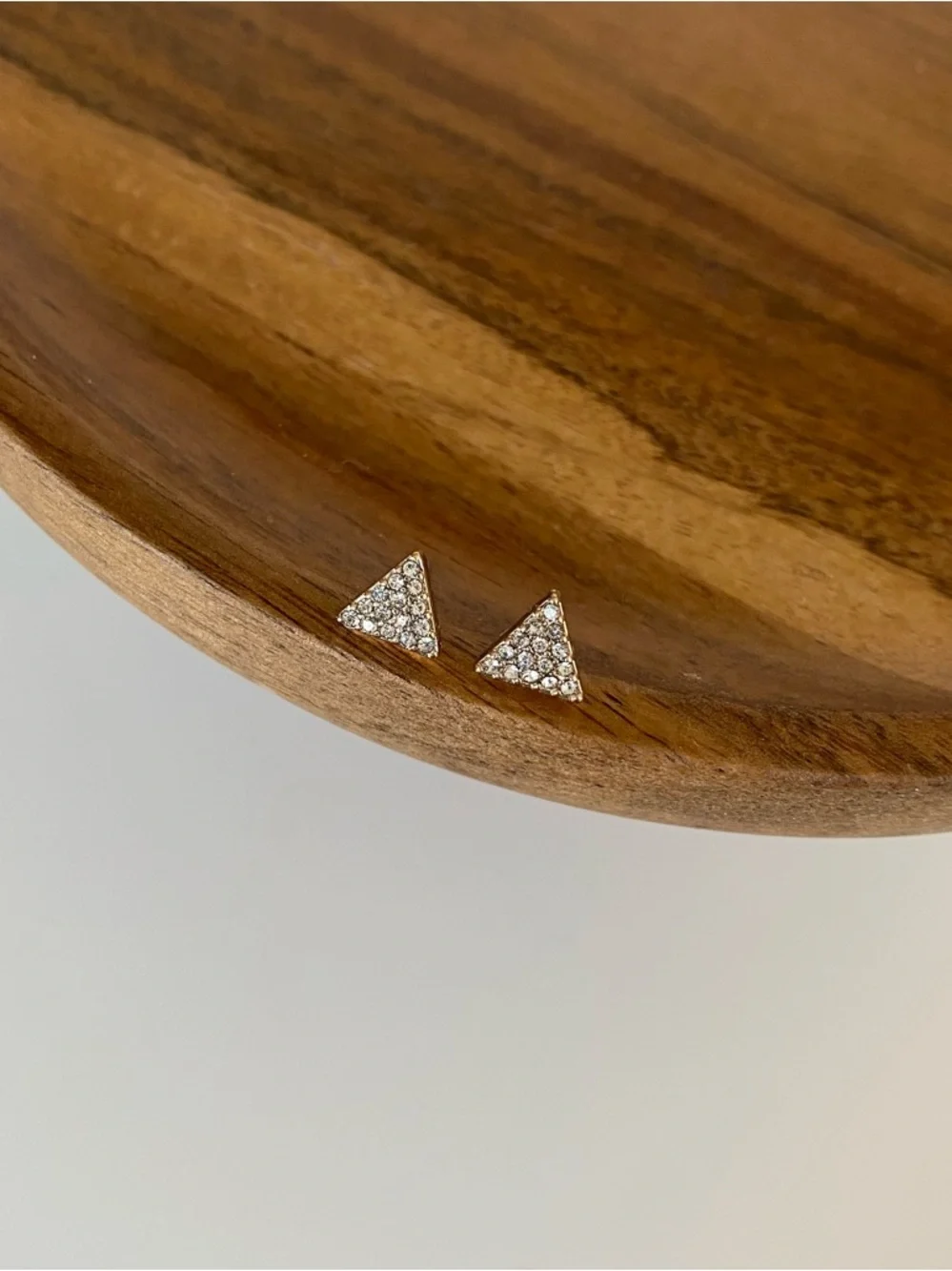 4/$15 Triangle Rhinestones Pavé Gold Stud Earrings